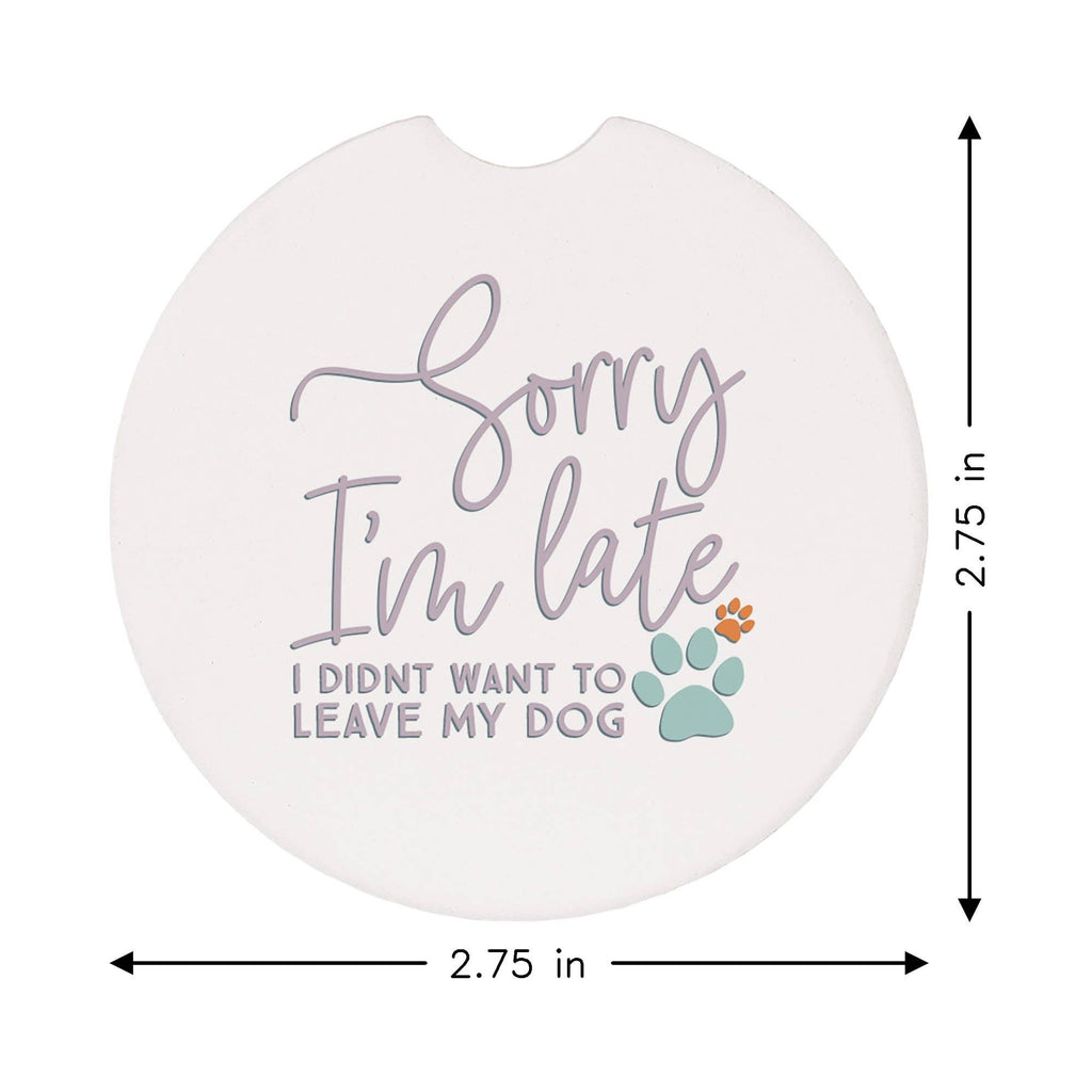 Sorry Late Paw Print Dog Car Coaster Set