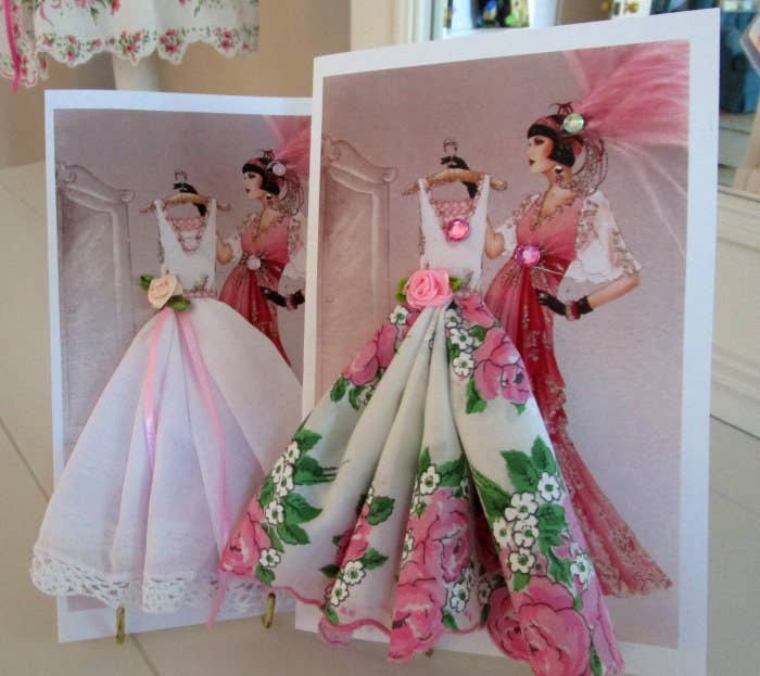 Art Deco Glamour Girl Dress Keepsake Hankie Card: Sweetpea